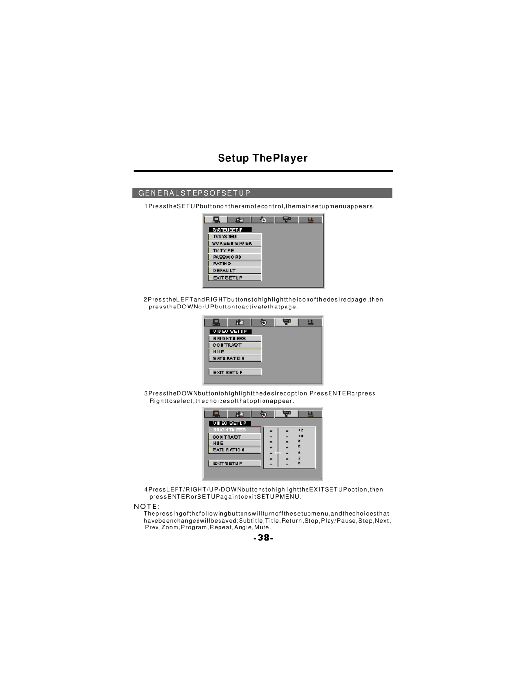 NextBase SDV37-SQ manual Setup ThePlayer, Generalstepsofsetup 