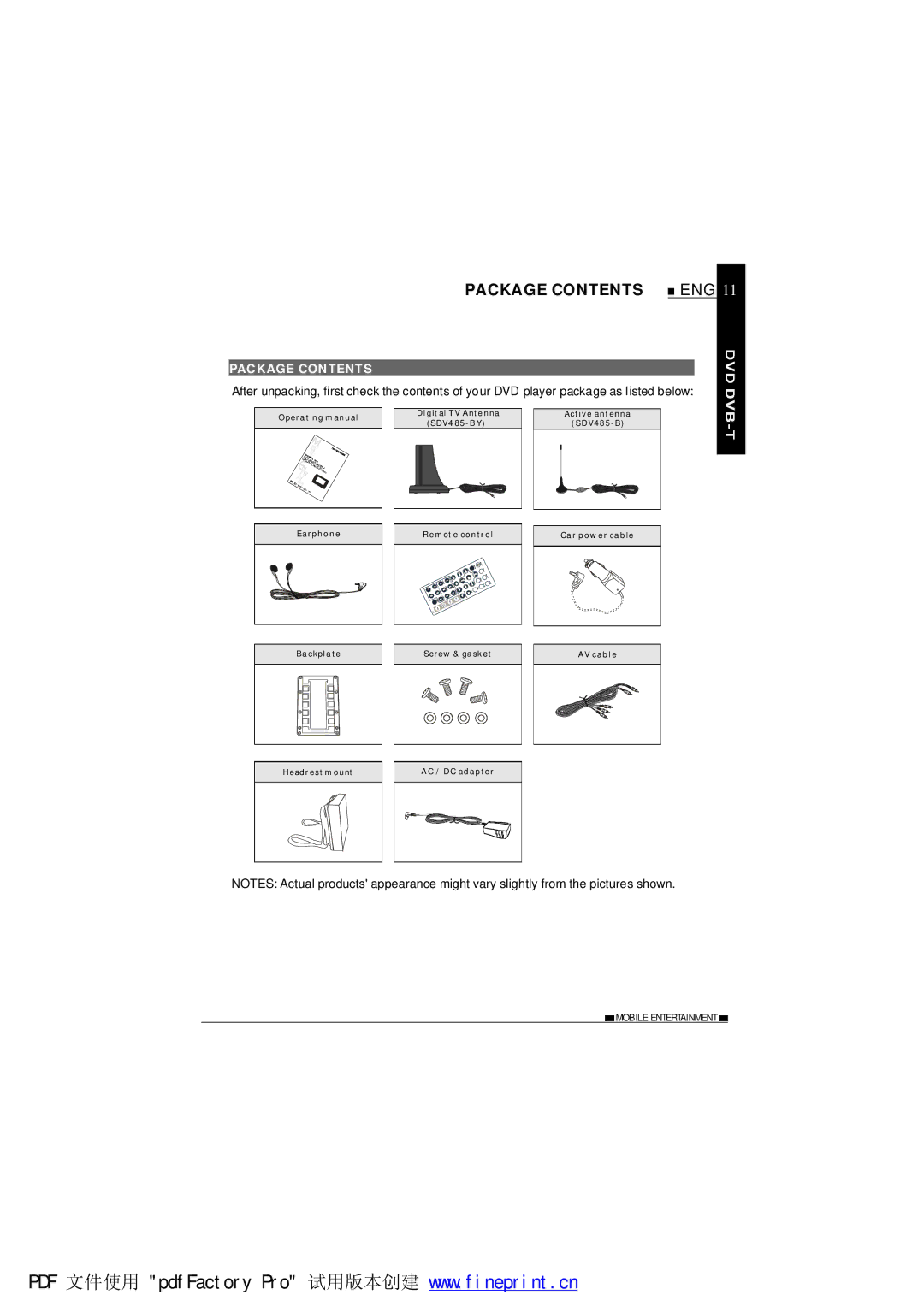 NextBase SDV485-B operating instructions Package Contents 