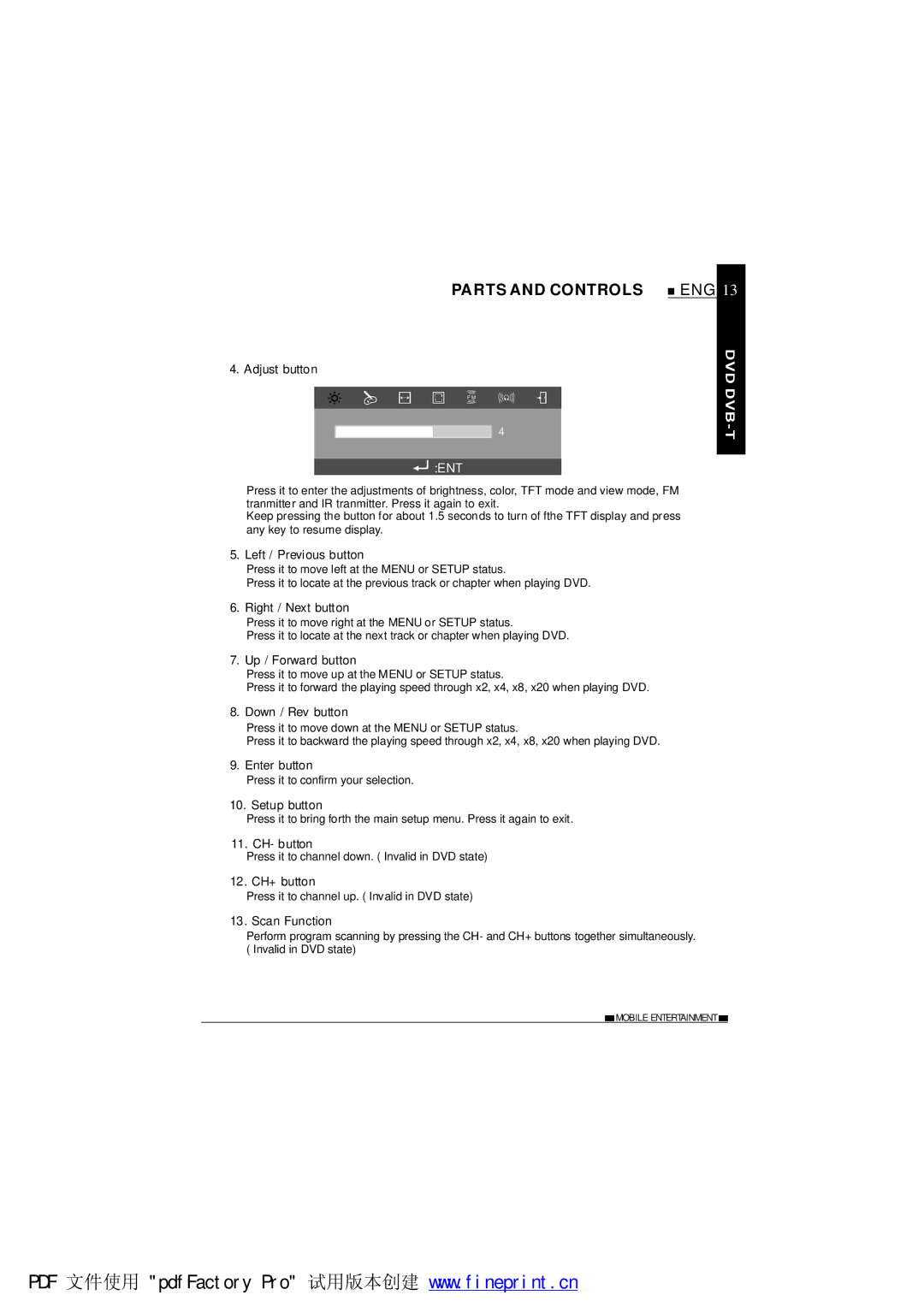 NextBase SDV485-B operating instructions Parts and Controls 