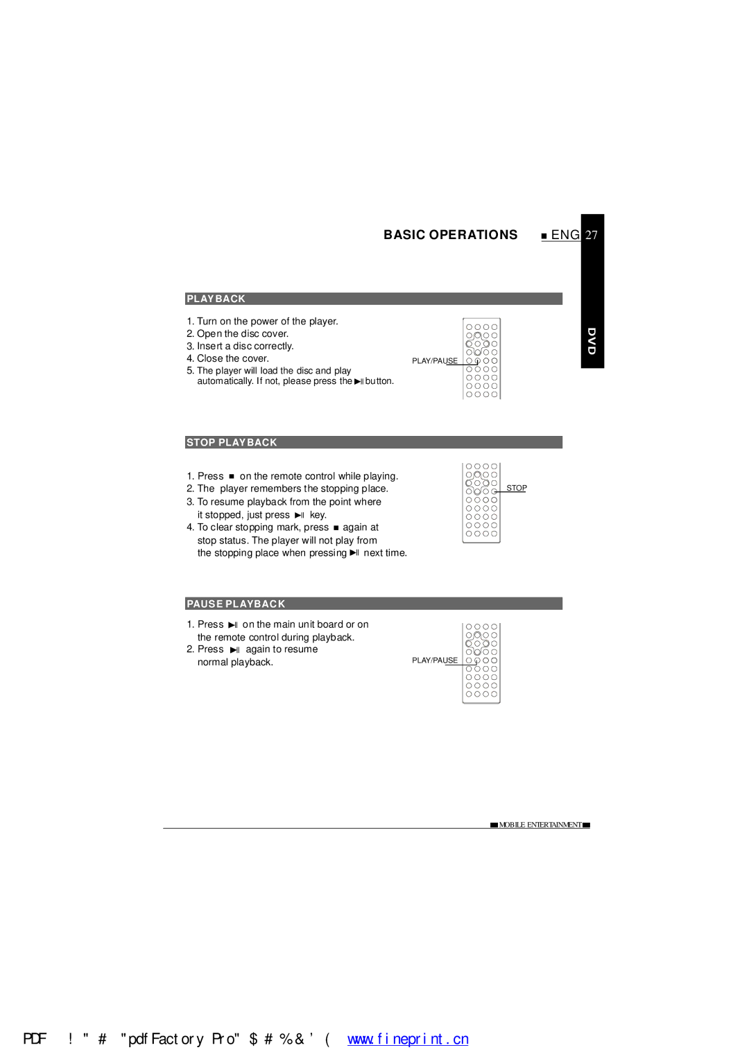 NextBase SDV485-B operating instructions Stop Playback, Pause Playback 