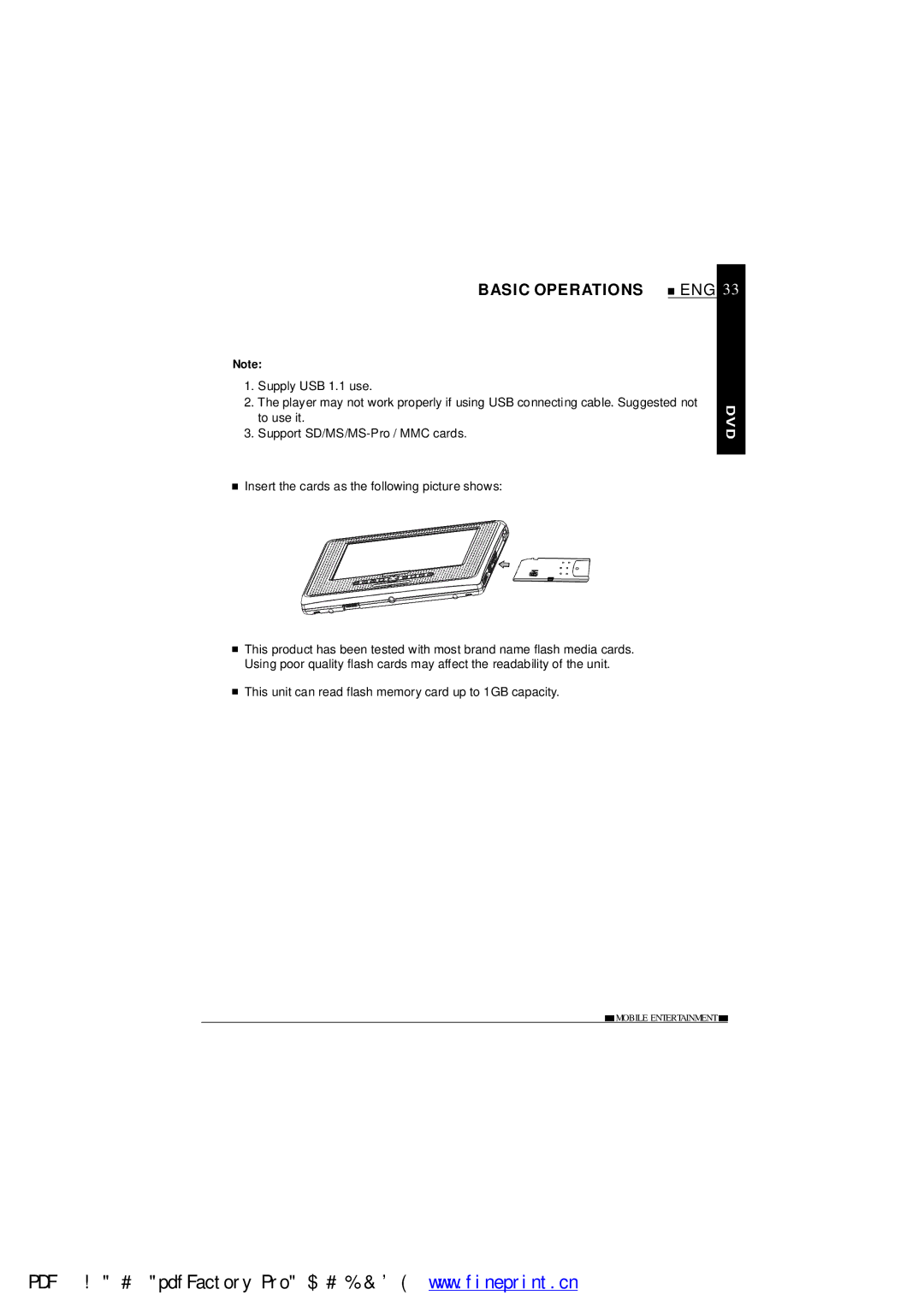 NextBase SDV485-B operating instructions This unit can read flash memory card up to 1GB capacity 