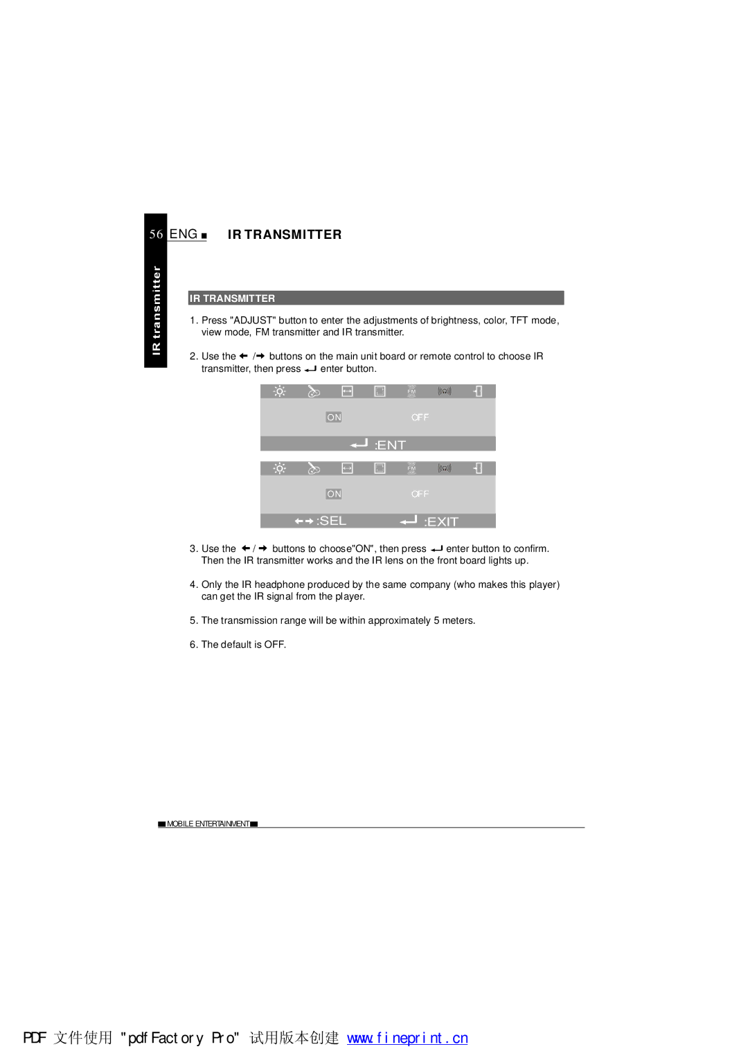 NextBase SDV485-B operating instructions ENG IR Transmitter 