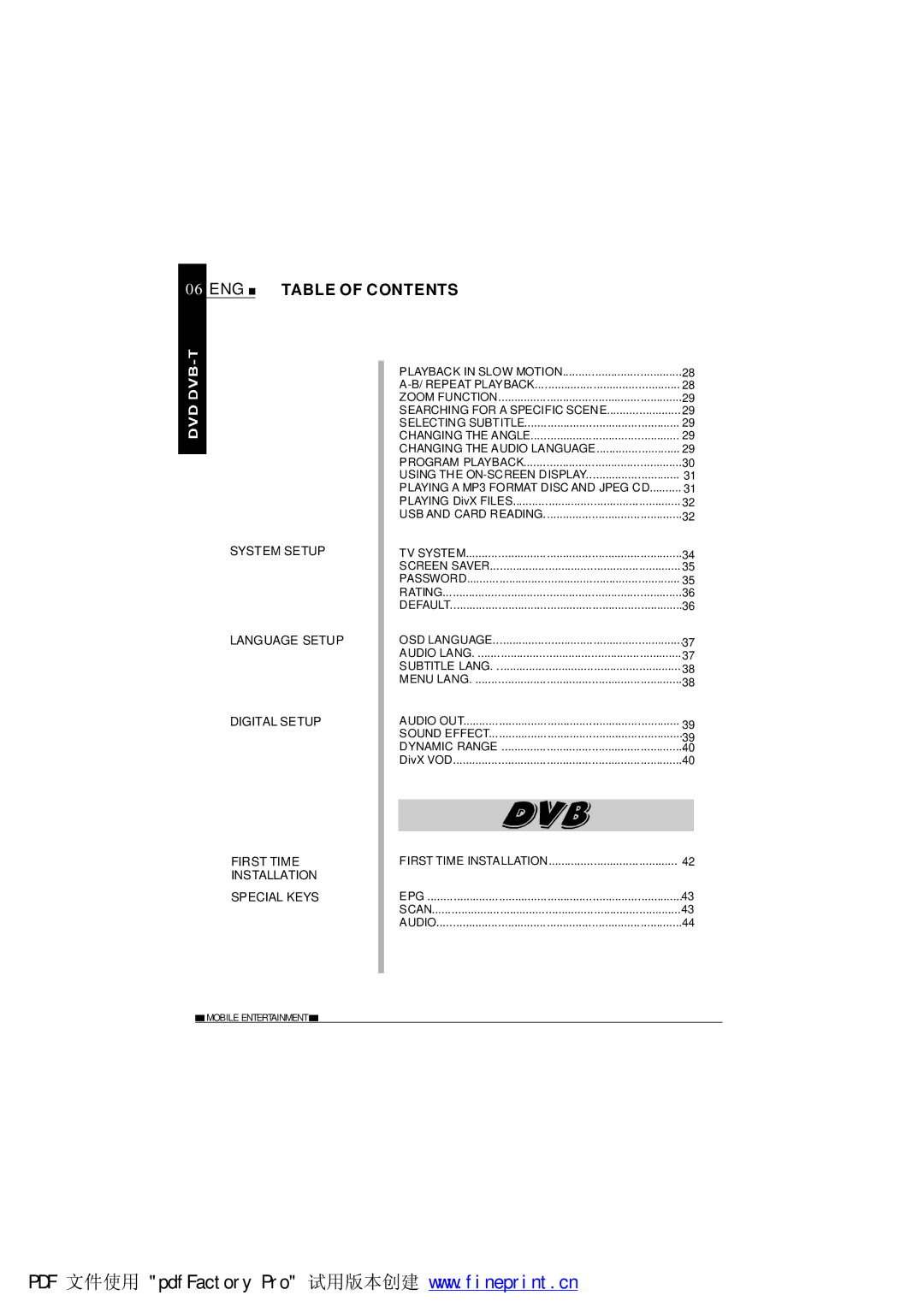 NextBase SDV485-B operating instructions ENG Table of Contents 