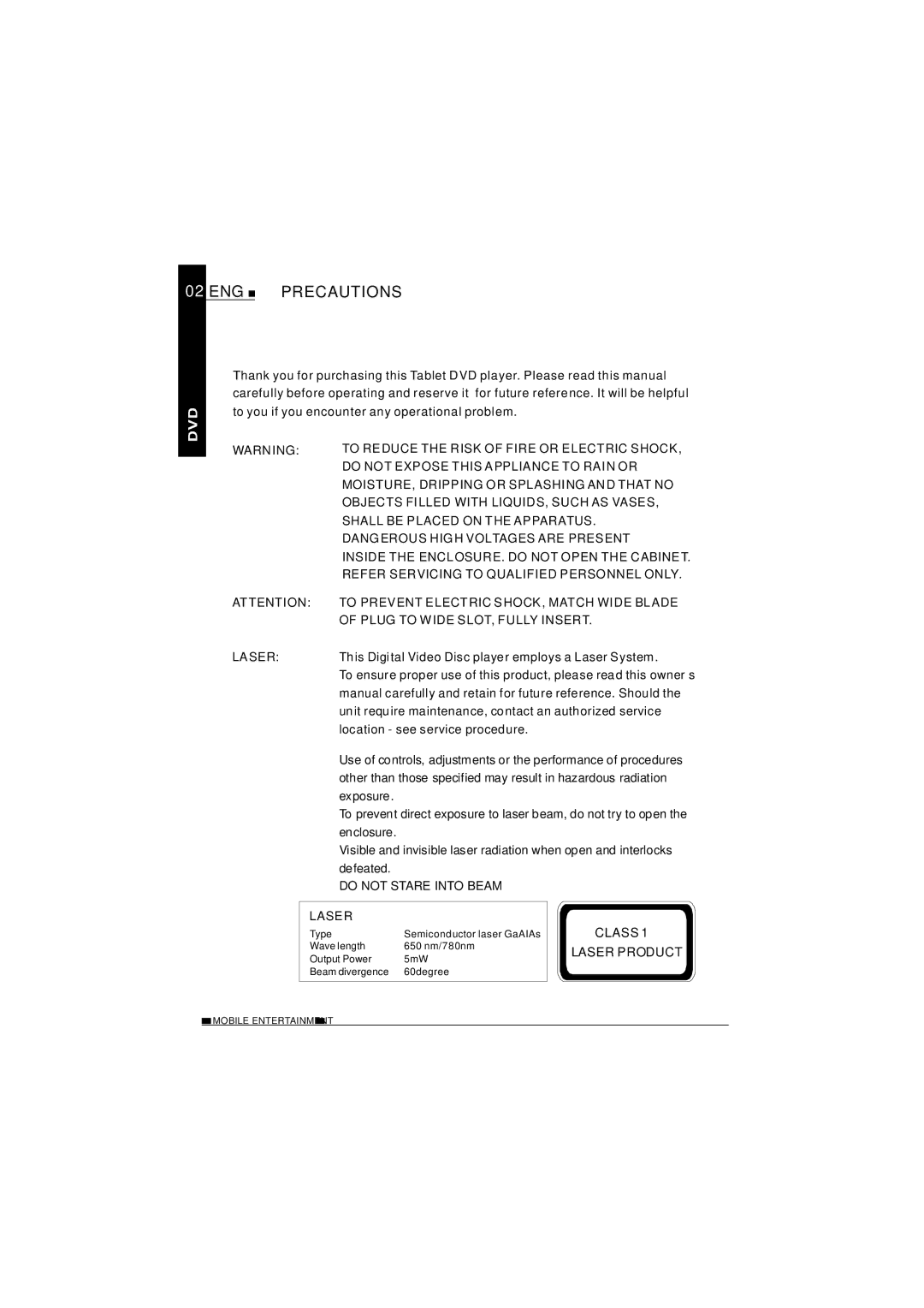 NextBase SDV620-B operating instructions ENG Precautions 