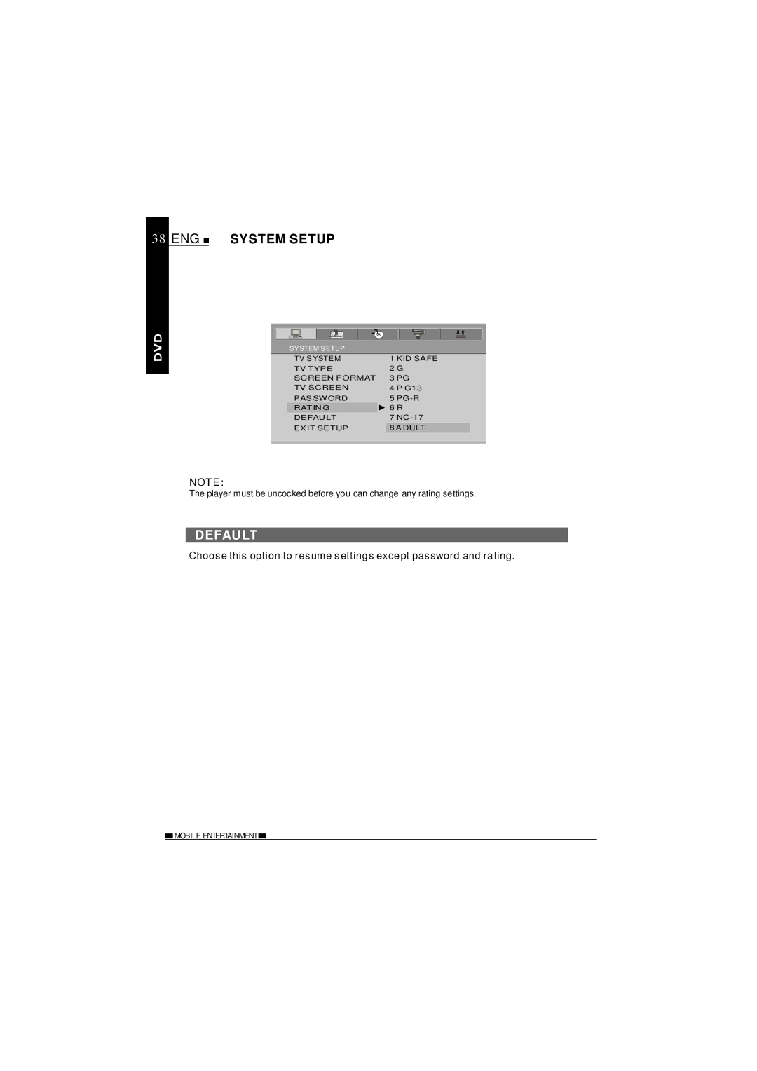 NextBase SDV620-B operating instructions Default 