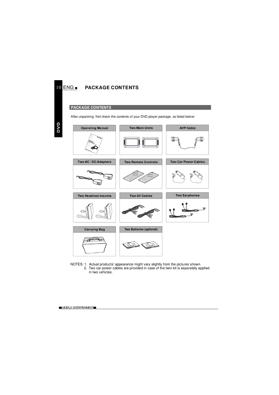 NextBase SDV685-AC operating instructions ENG Package Contents 