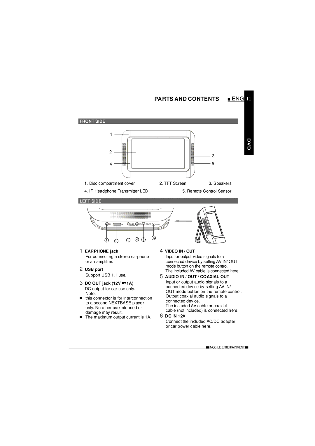 NextBase SDV685-AC operating instructions Parts and Contents 