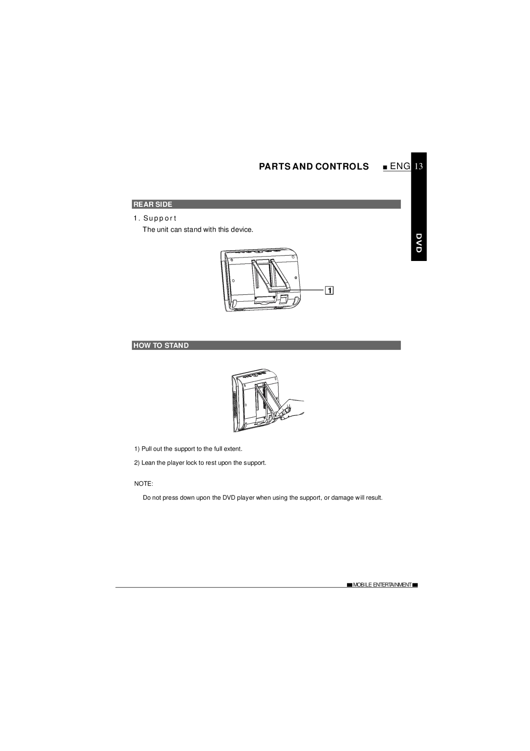 NextBase SDV685-AC operating instructions Parts and Controls, Rear Side, Unit can stand with this device, HOW to Stand 