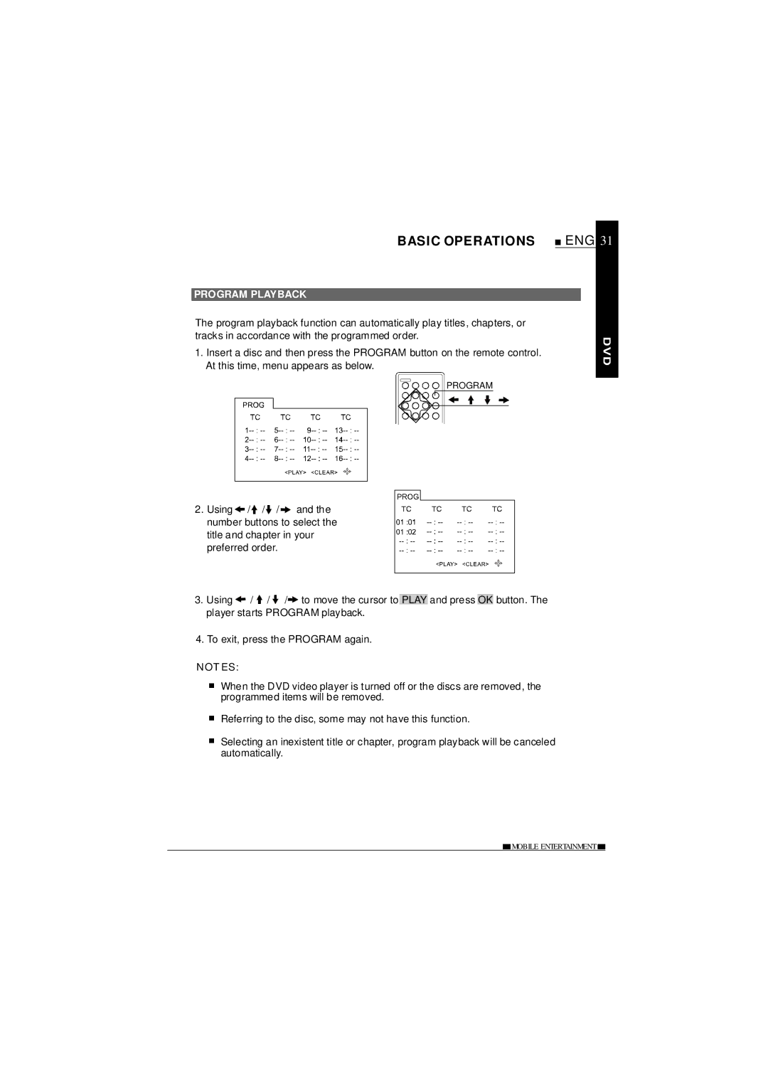 NextBase SDV685-AC operating instructions Basic Operations, Program Playback 