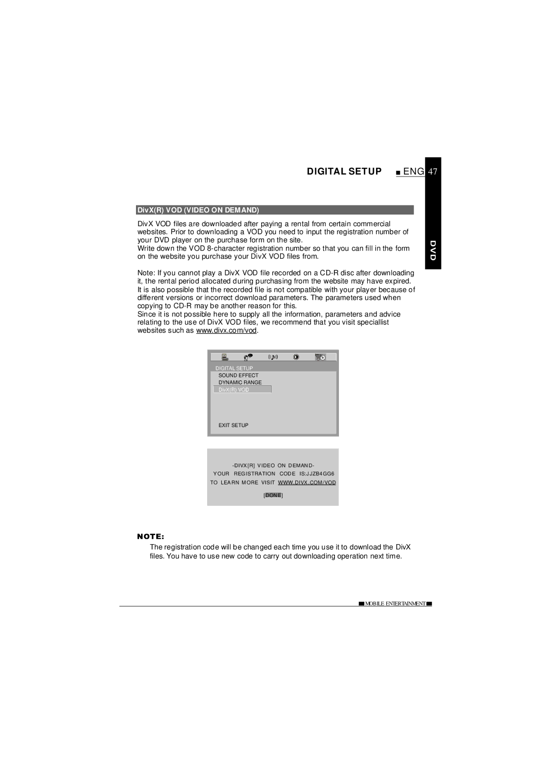 NextBase SDV685-AC operating instructions Digital Setup, Eng 