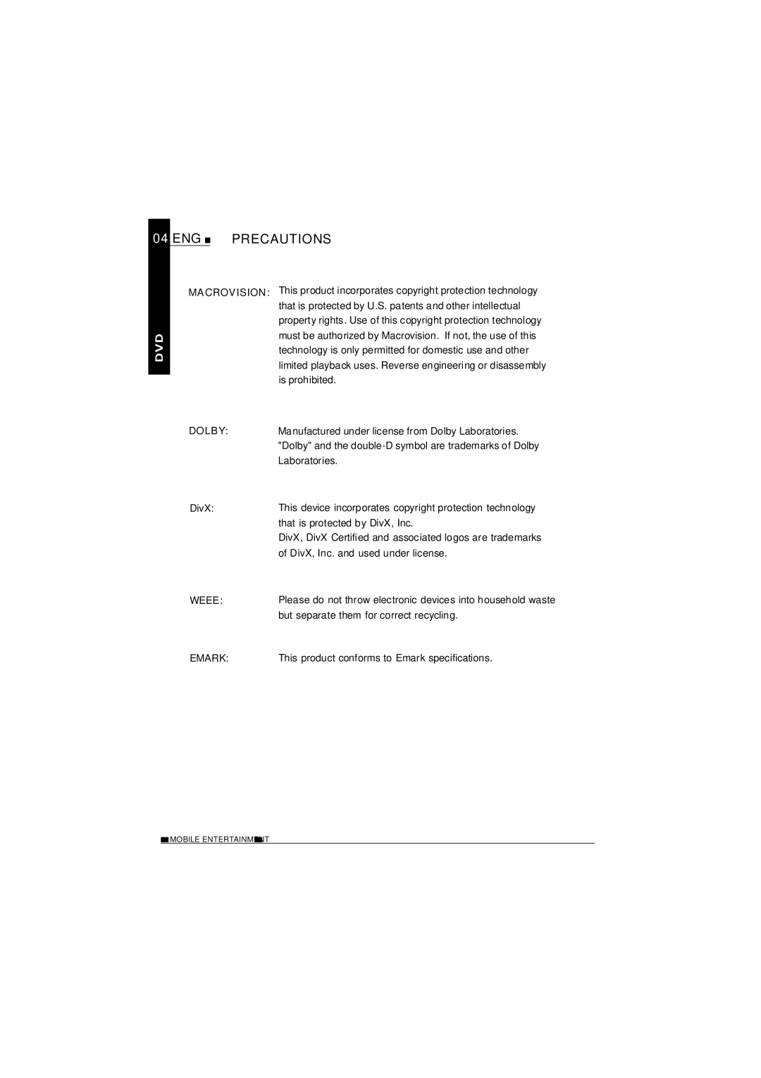 NextBase SDV685-AC Manufactured under license from Dolby Laboratories, But separate them for correct recycling 