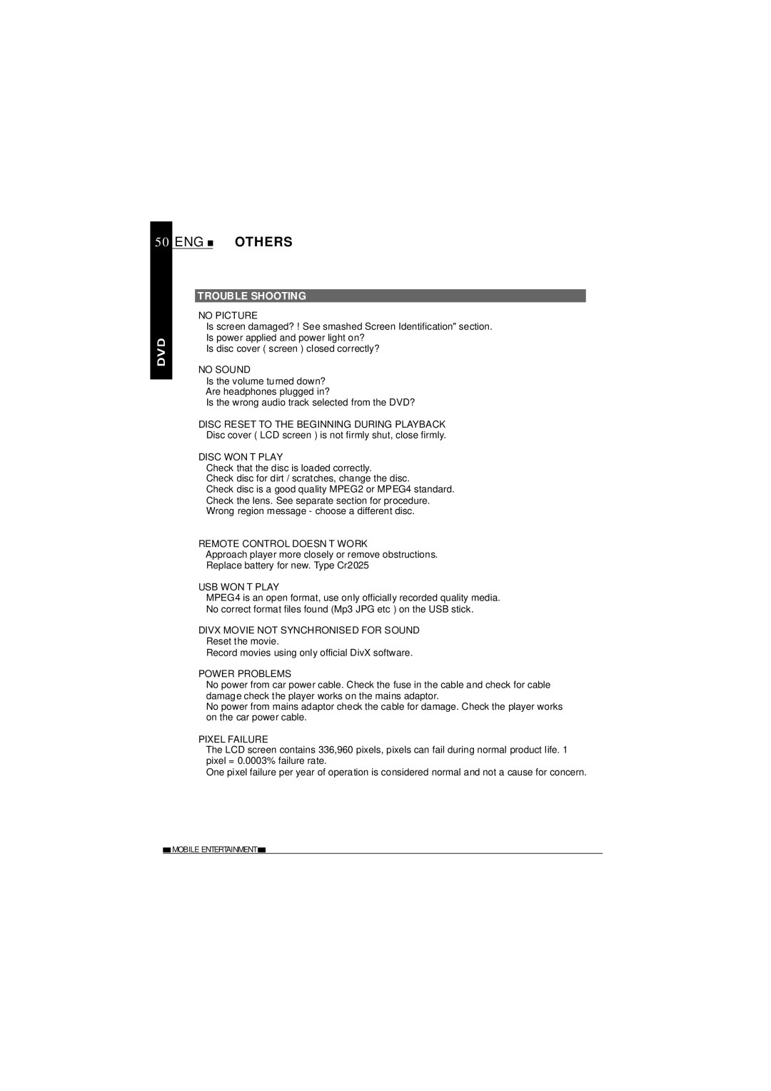 NextBase SDV685-AC operating instructions Trouble Shooting, No Picture 