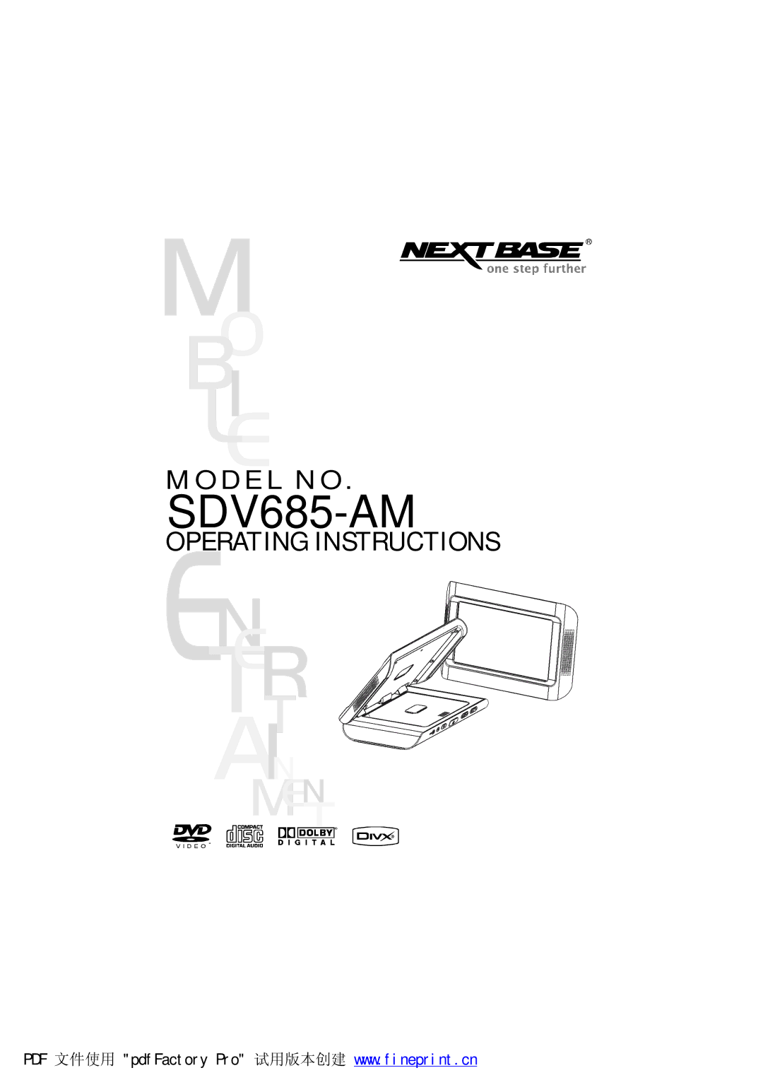 NextBase SDV685-AM operating instructions 