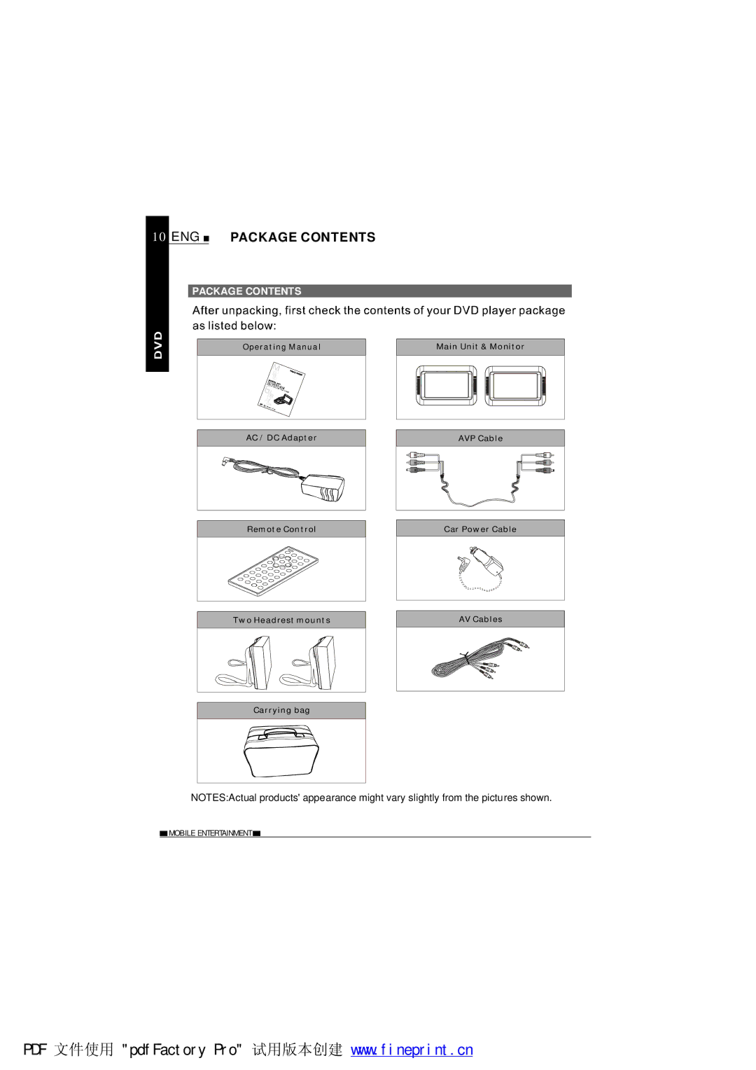 NextBase SDV685-AM operating instructions ENG Package Contents 