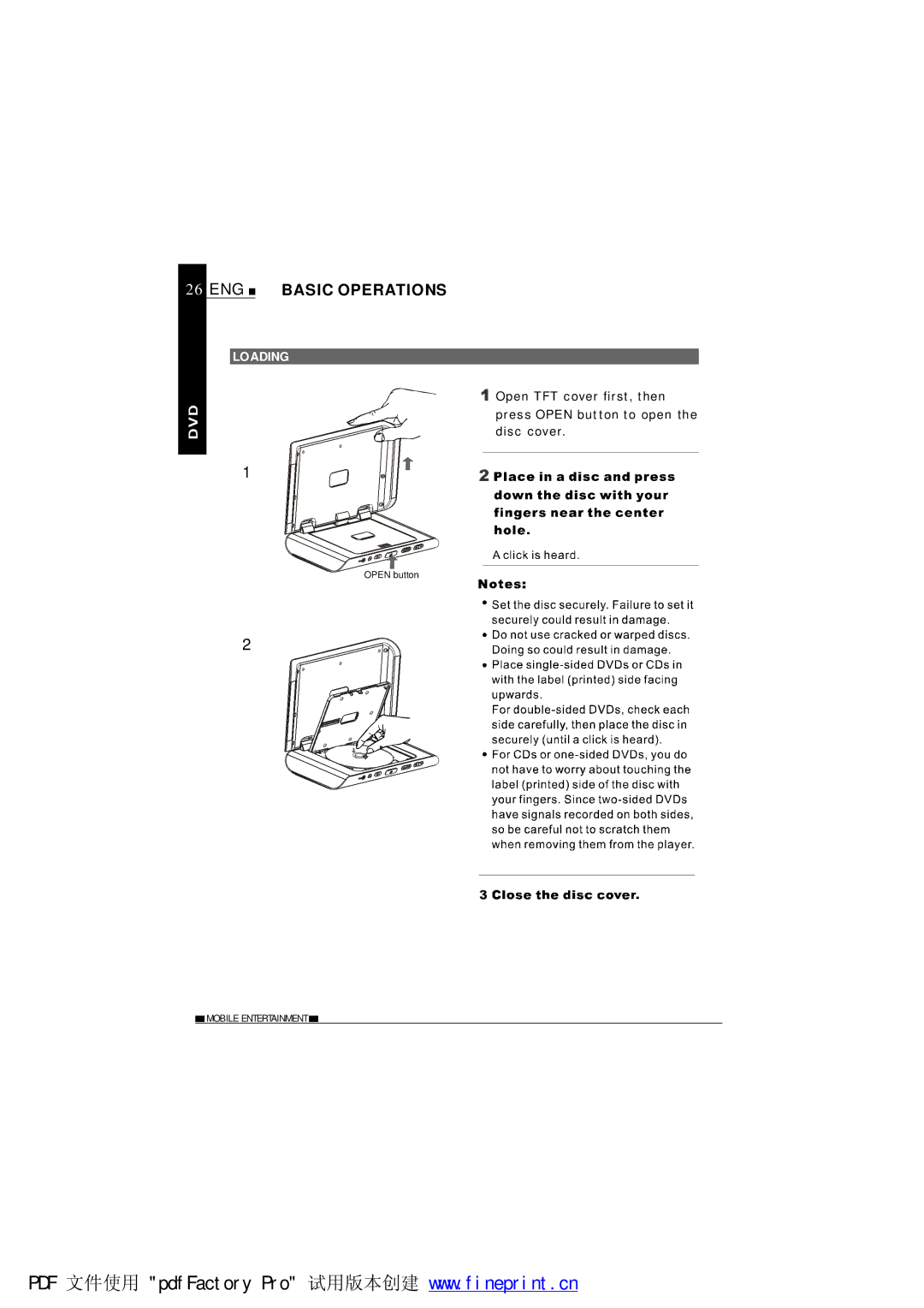 NextBase SDV685-AM operating instructions ENG Basic Operations, Loading 