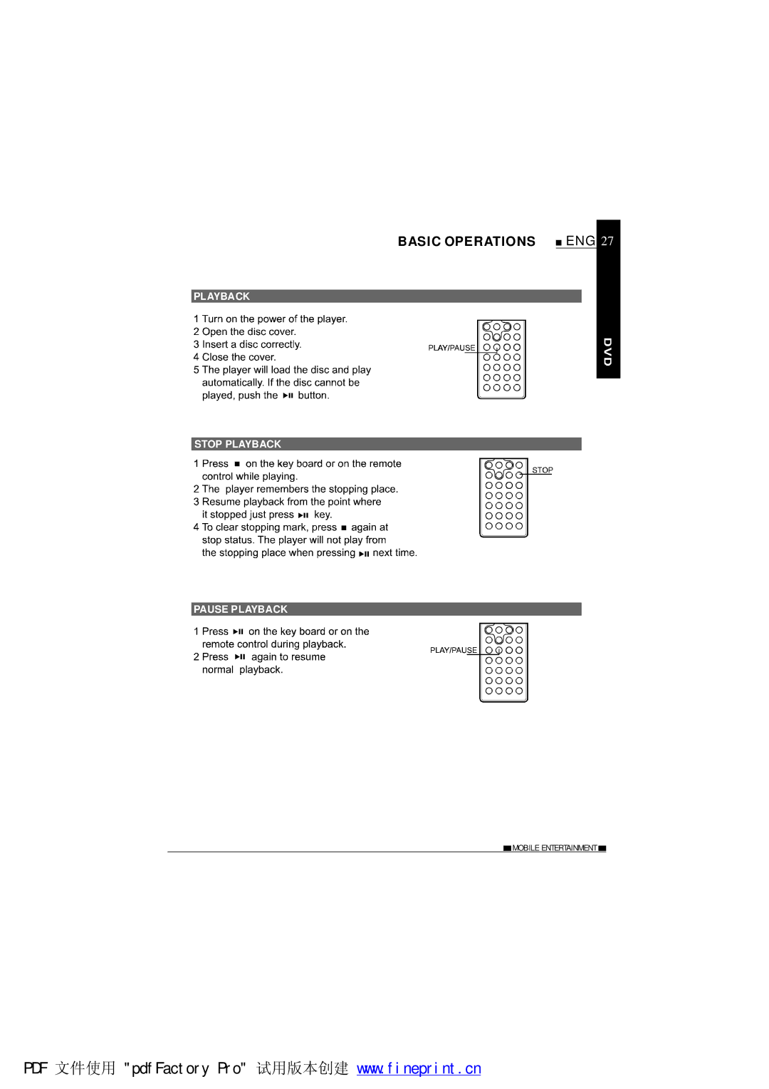 NextBase SDV685-AM operating instructions Playback Stop Playback Pause Playback 