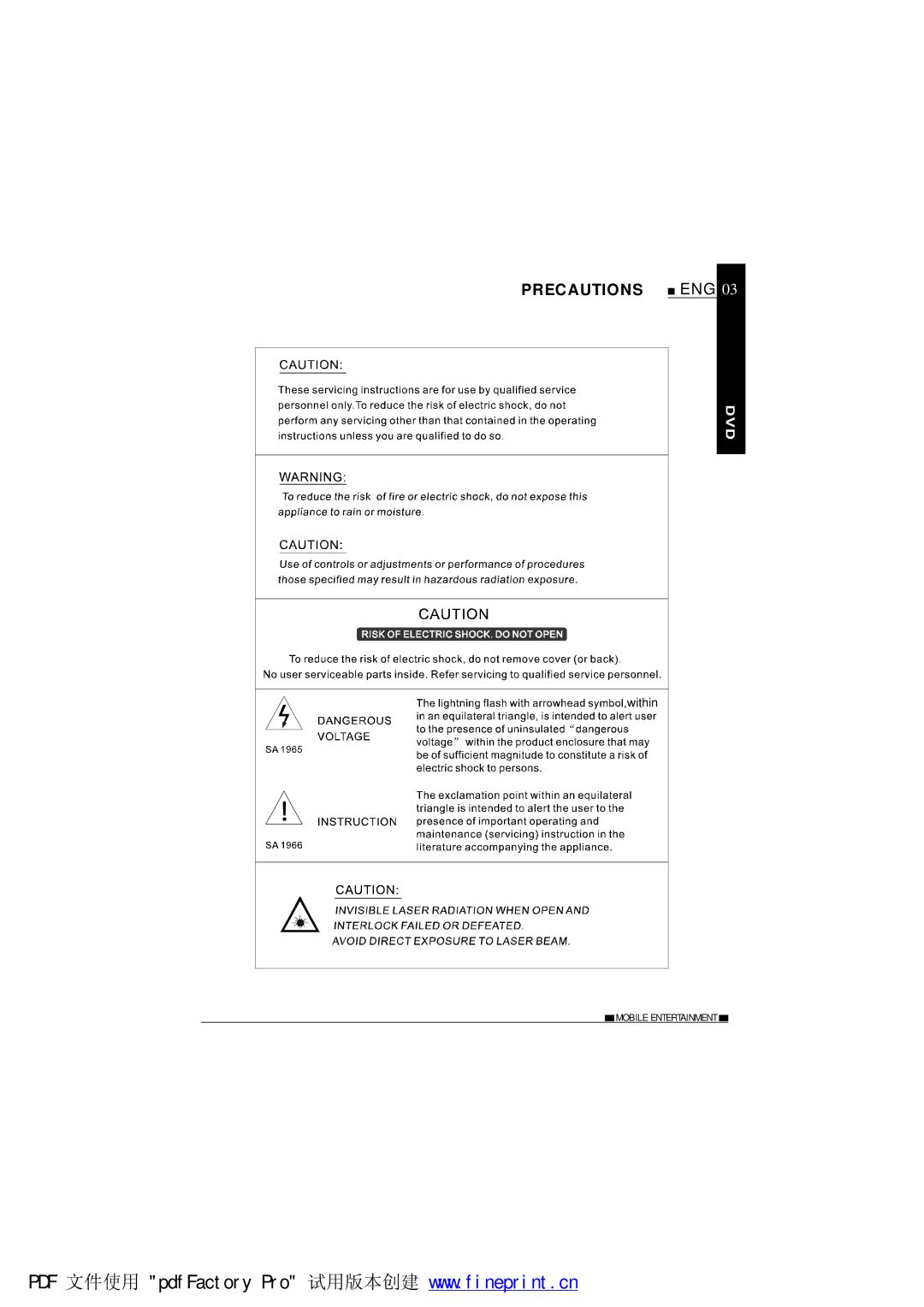 NextBase SDV685-AM operating instructions Precautions 