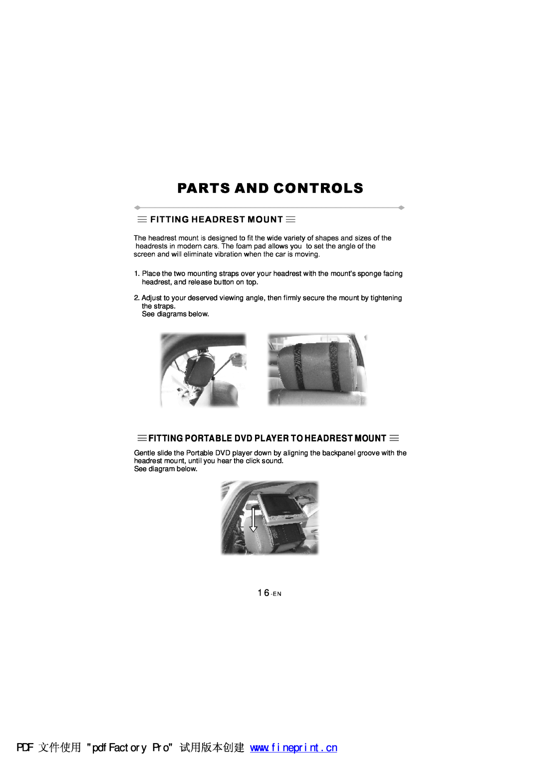 NextBase SDV97-AC manual Fitting Portable Dvd Player To Headrest Mount 