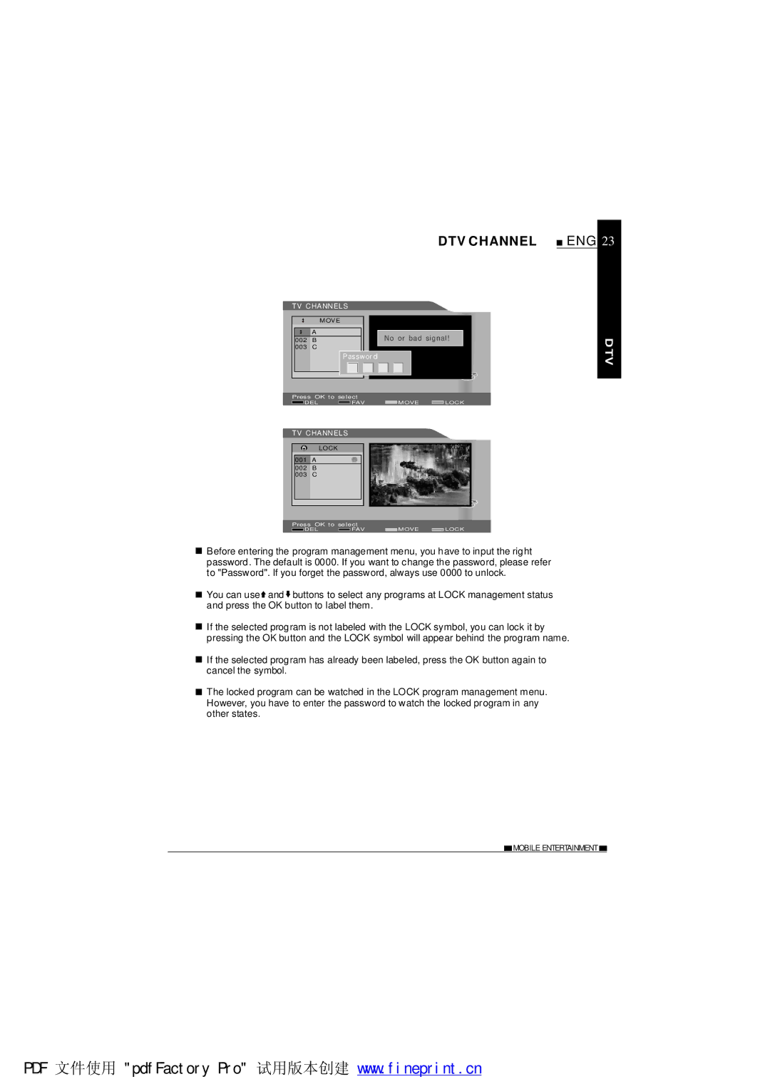 NextBase TV700 operating instructions TV Channels 