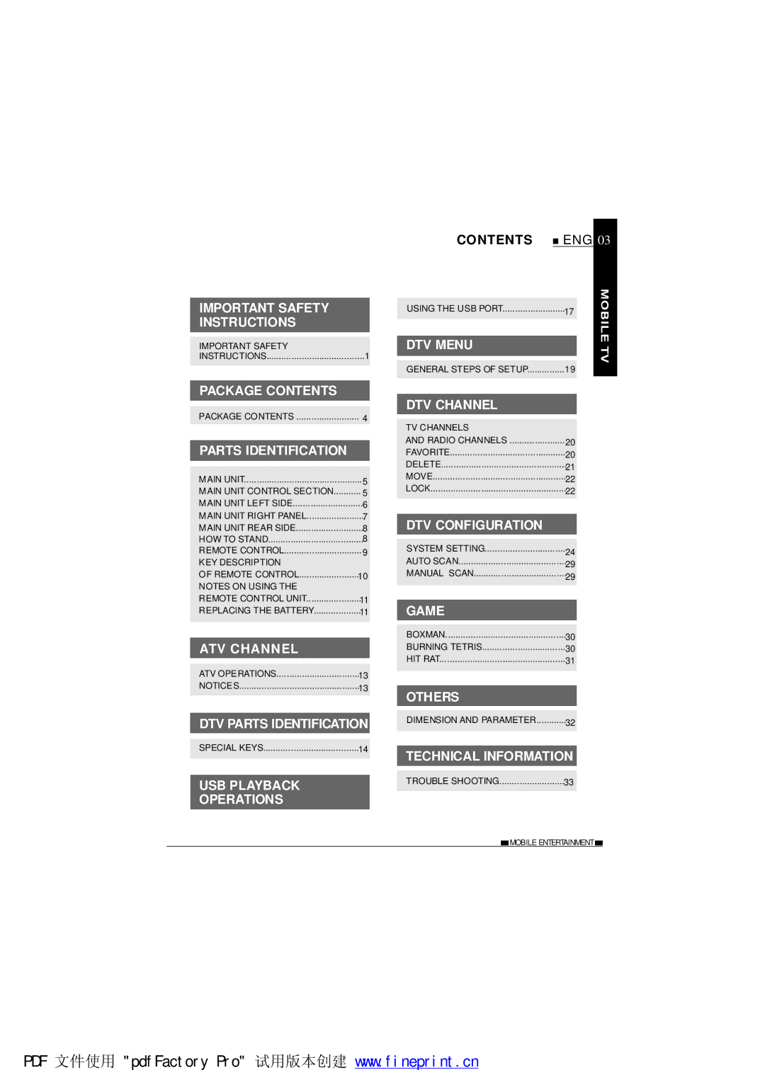 NextBase TV700 operating instructions DTV Parts Identification 