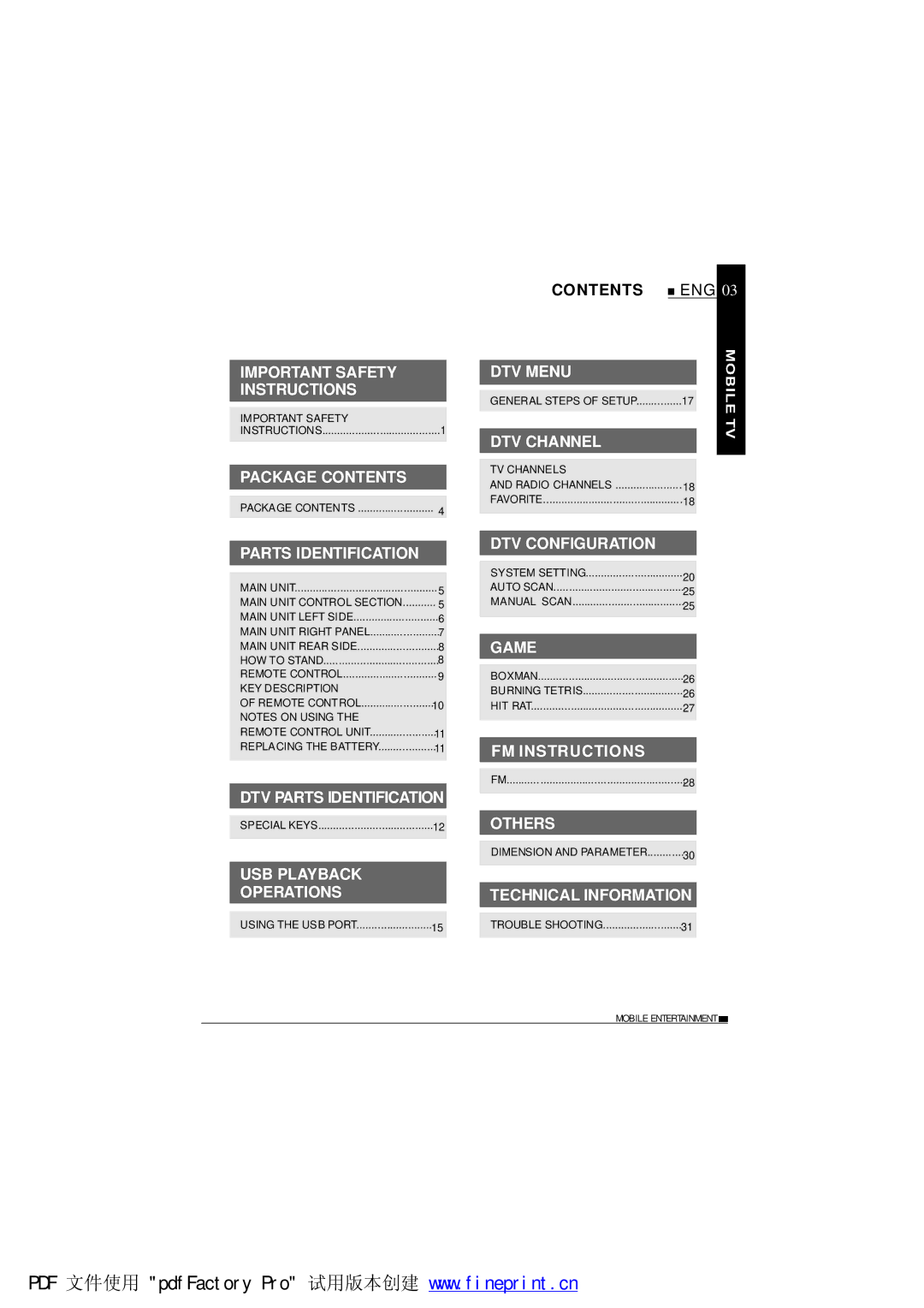 NextBase TV850F operating instructions DTV Parts Identification 