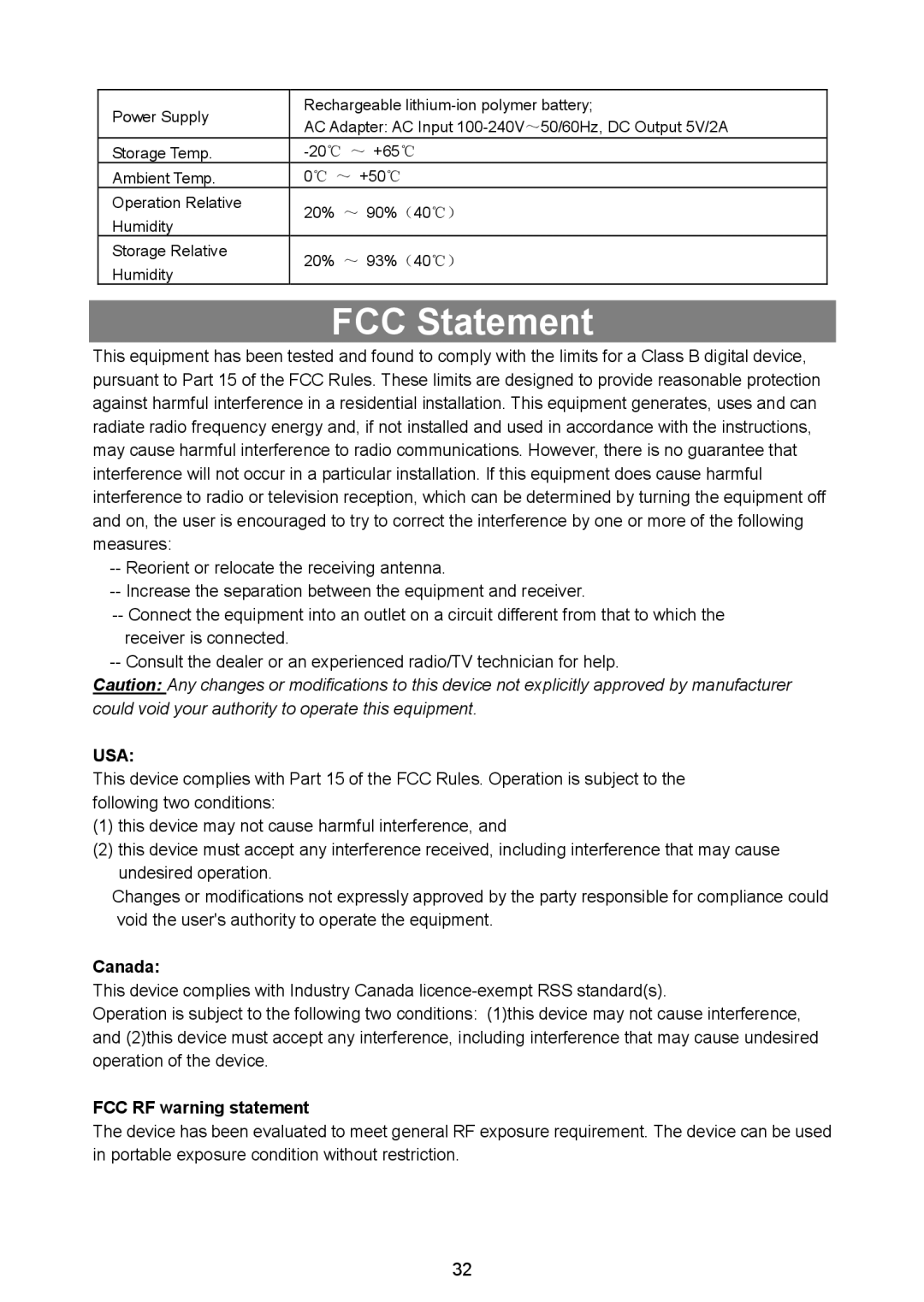 Nextbook NEXT8P12 instruction manual FCC Statement, Usa 