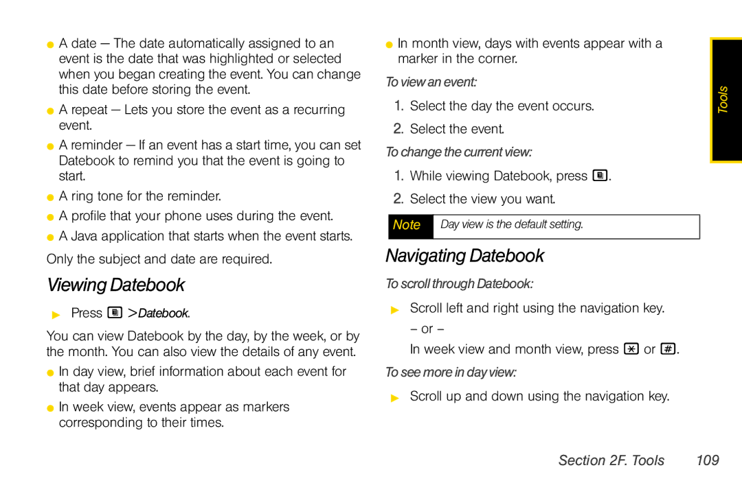 Nextel comm i365 manual Viewing Datebook, Navigating Datebook 