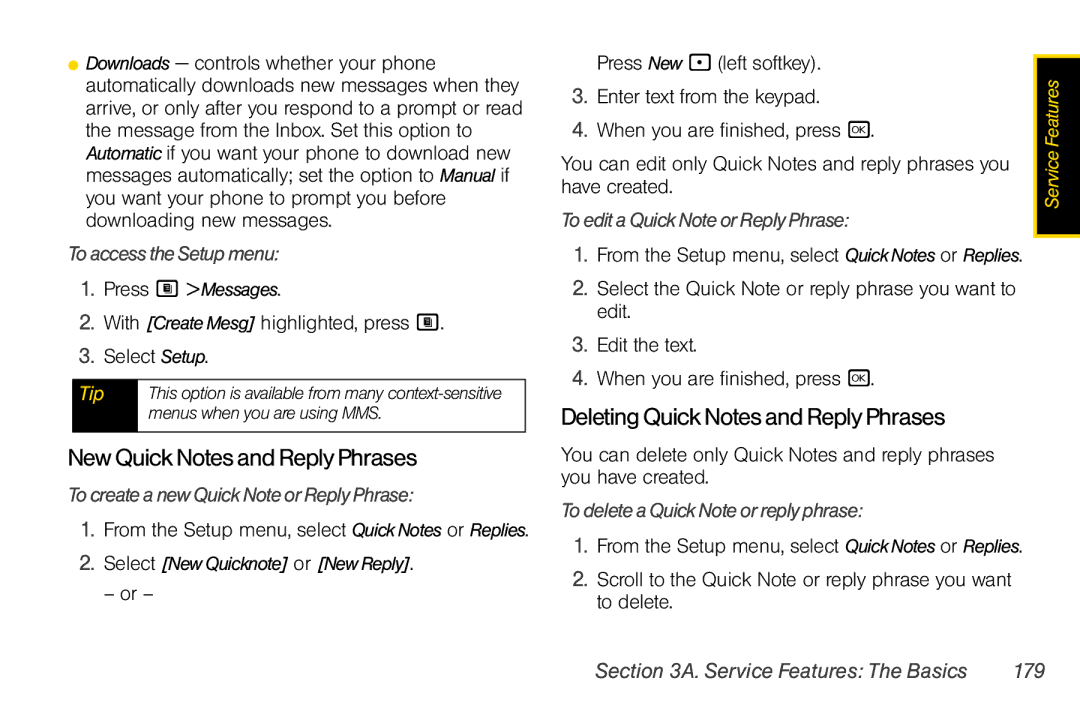 Nextel comm i365 manual New Quick Notes and Reply Phrases, Deleting Quick Notes and Reply Phrases 