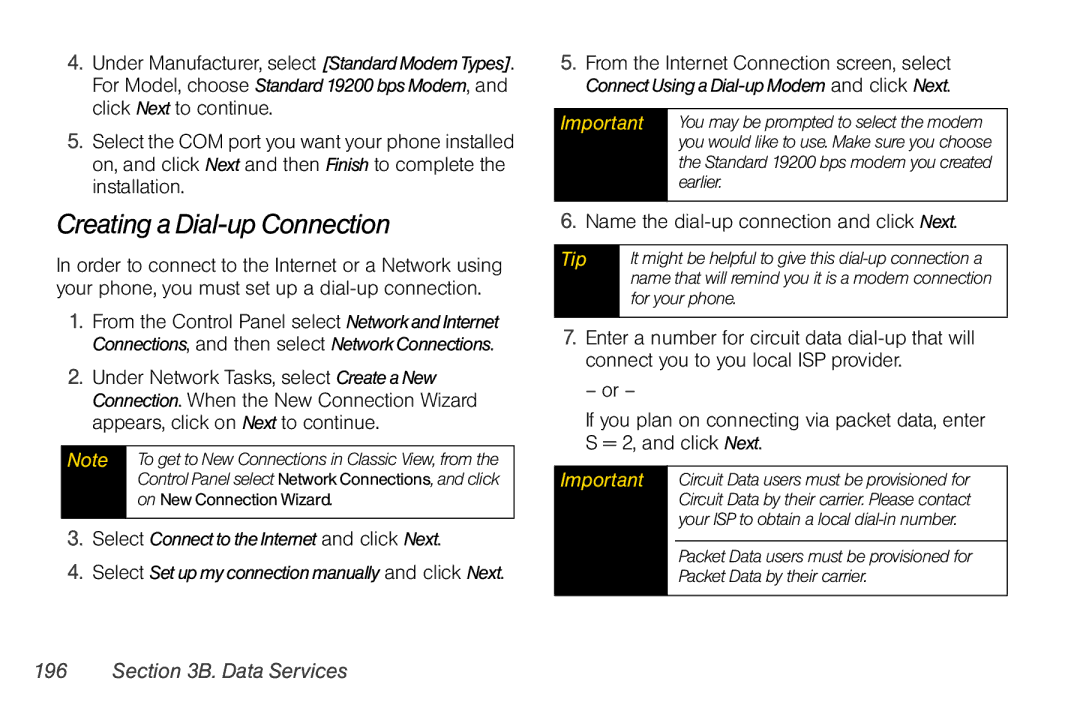 Nextel comm i365 manual Creating a Dial-up Connection, Name the dial-up connection and click Next 