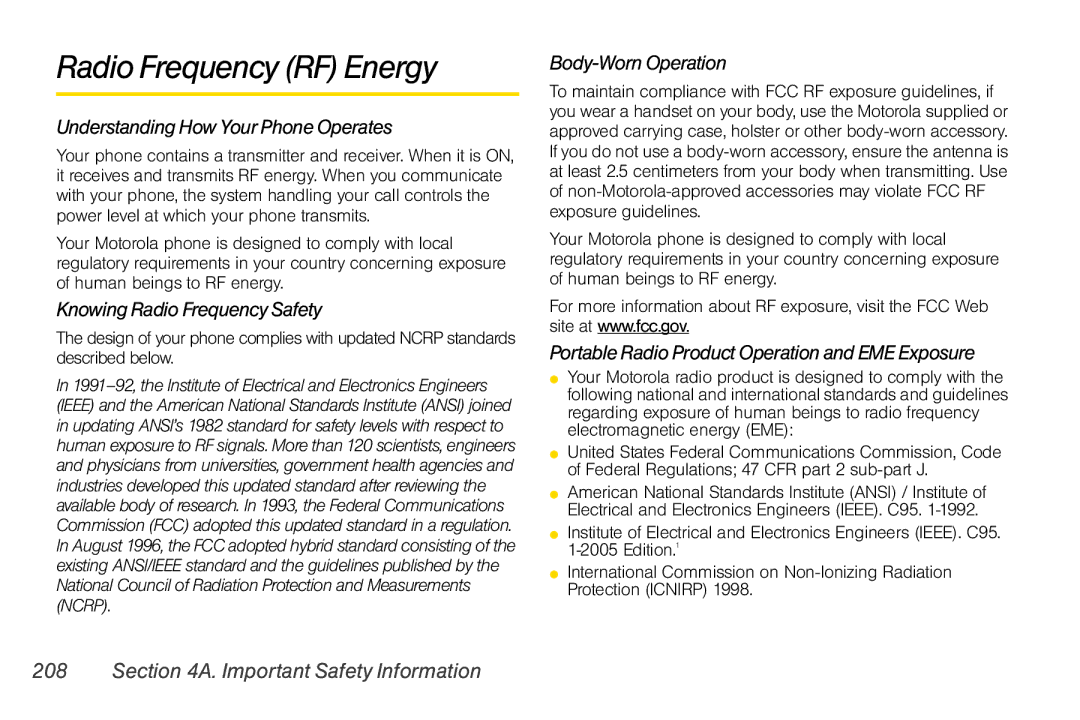 Nextel comm i365 manual Radio Frequency RF Energy, Understanding How Your Phone Operates, Knowing Radio Frequency Safety 