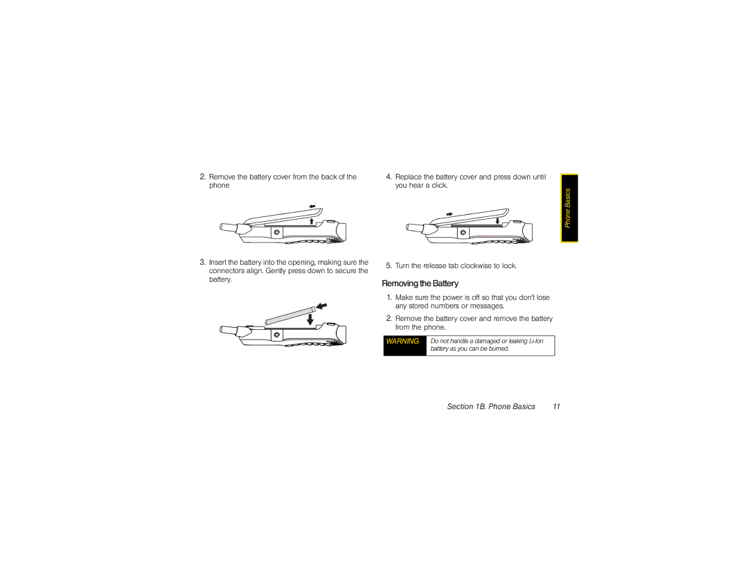 Nextel comm i365 manual Removing the Battery 