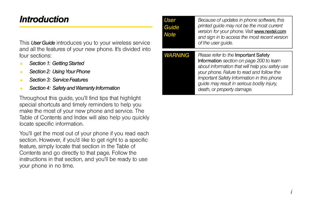 Nextel comm i365 manual Introduction 