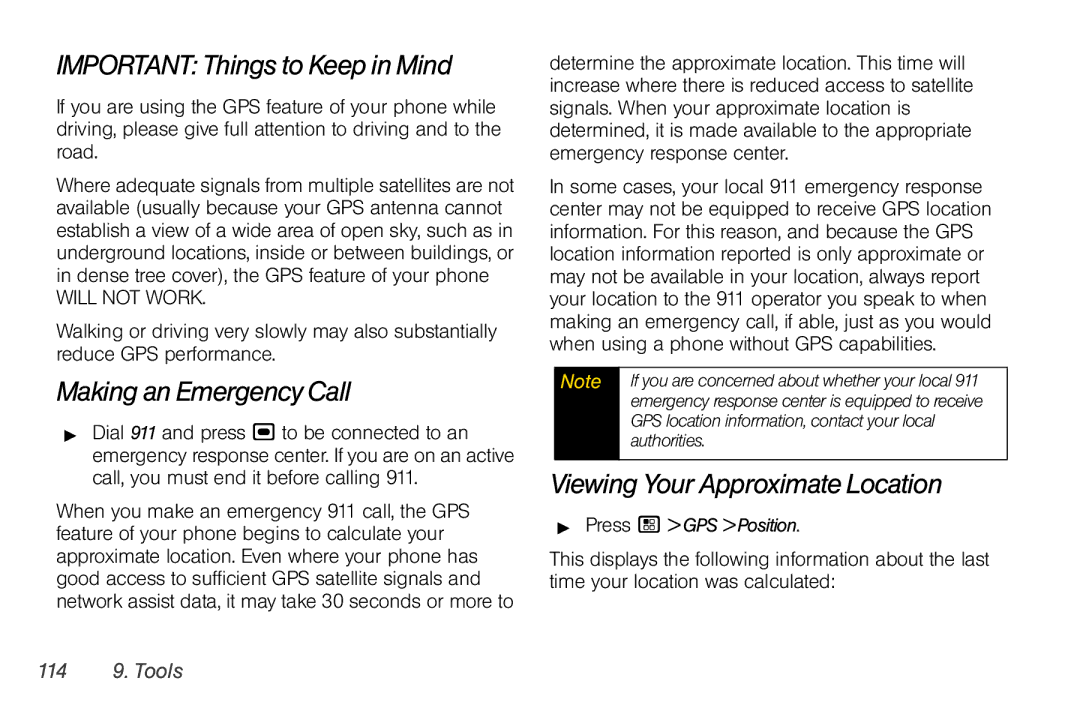 Nextel comm I465 manual Important Things to Keep in Mind, Making an Emergency Call, Viewing Your Approximate Location 