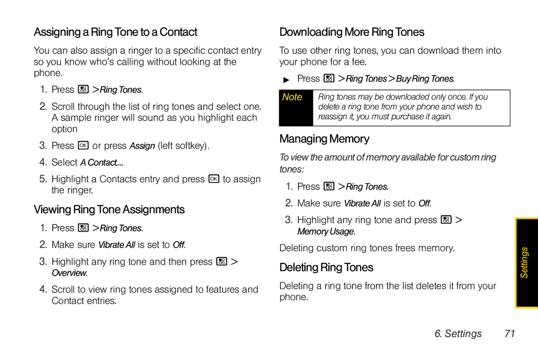 Nextel comm I465 manual Assigning a Ring Tone to a Contact, Viewing Ring Tone Assignments, Downloading More Ring Tones 