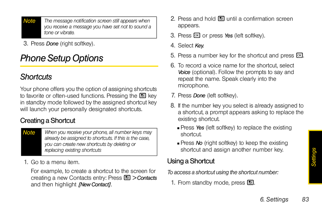 Nextel comm I465 manual Phone Setup Options, Shortcuts, Creating a Shortcut, Using a Shortcut 