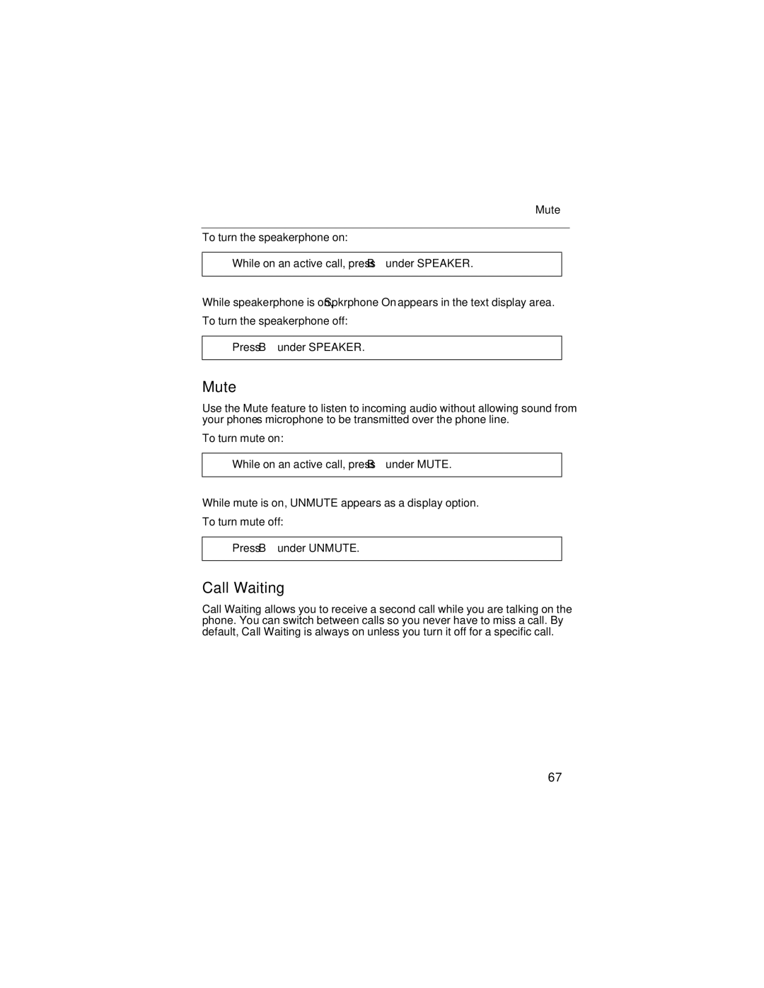 Nextel comm i58sr manual Mute, Call Waiting 