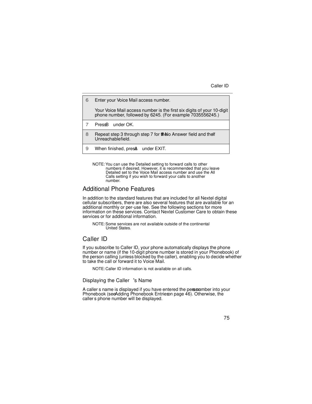 Nextel comm i58sr manual Additional Phone Features, Caller ID, Displaying the Caller’s Name 