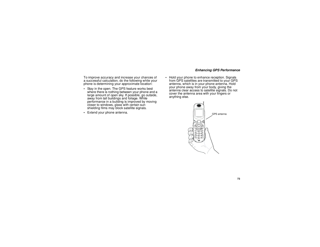 Nextel comm I730 manual Enhancing GPS Performance 