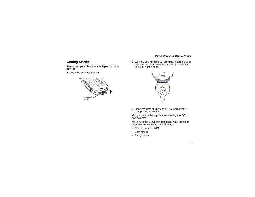 Nextel comm I730 manual Getting Started, Using GPS with Map Software 