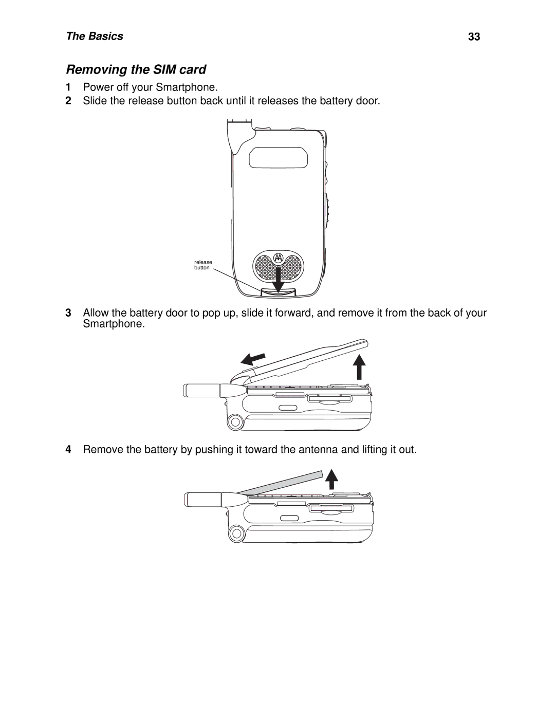 Nextel comm I920, I930 manual Removing the SIM card 