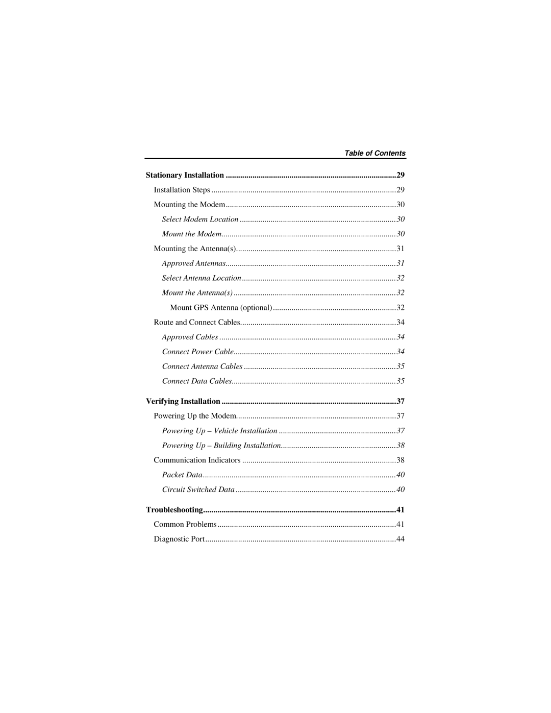 Nextel comm IR1200 manual Table of Contents 