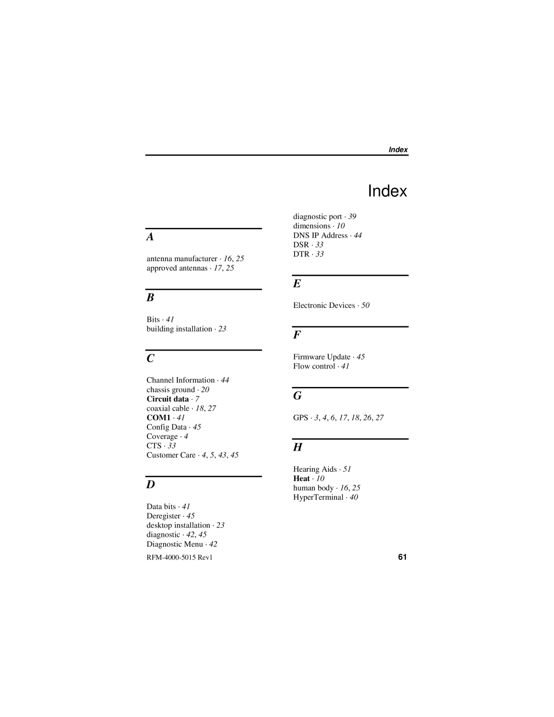 Nextel comm IR1200 manual Index 