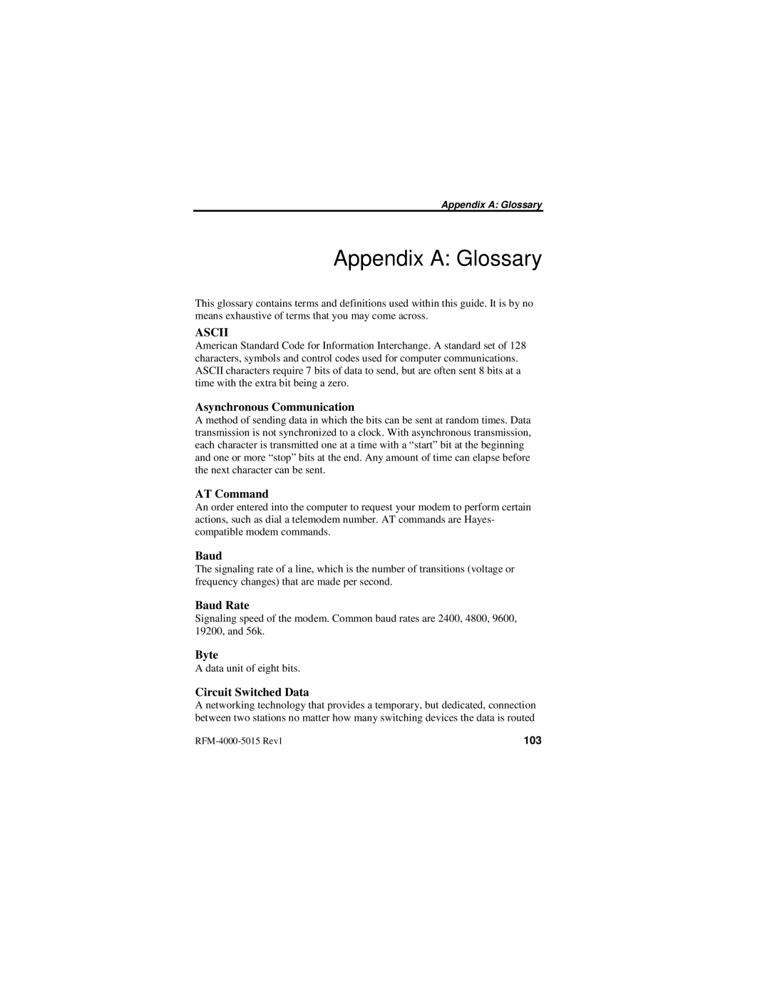 Nextel comm IR1200 manual Appendix a Glossary 