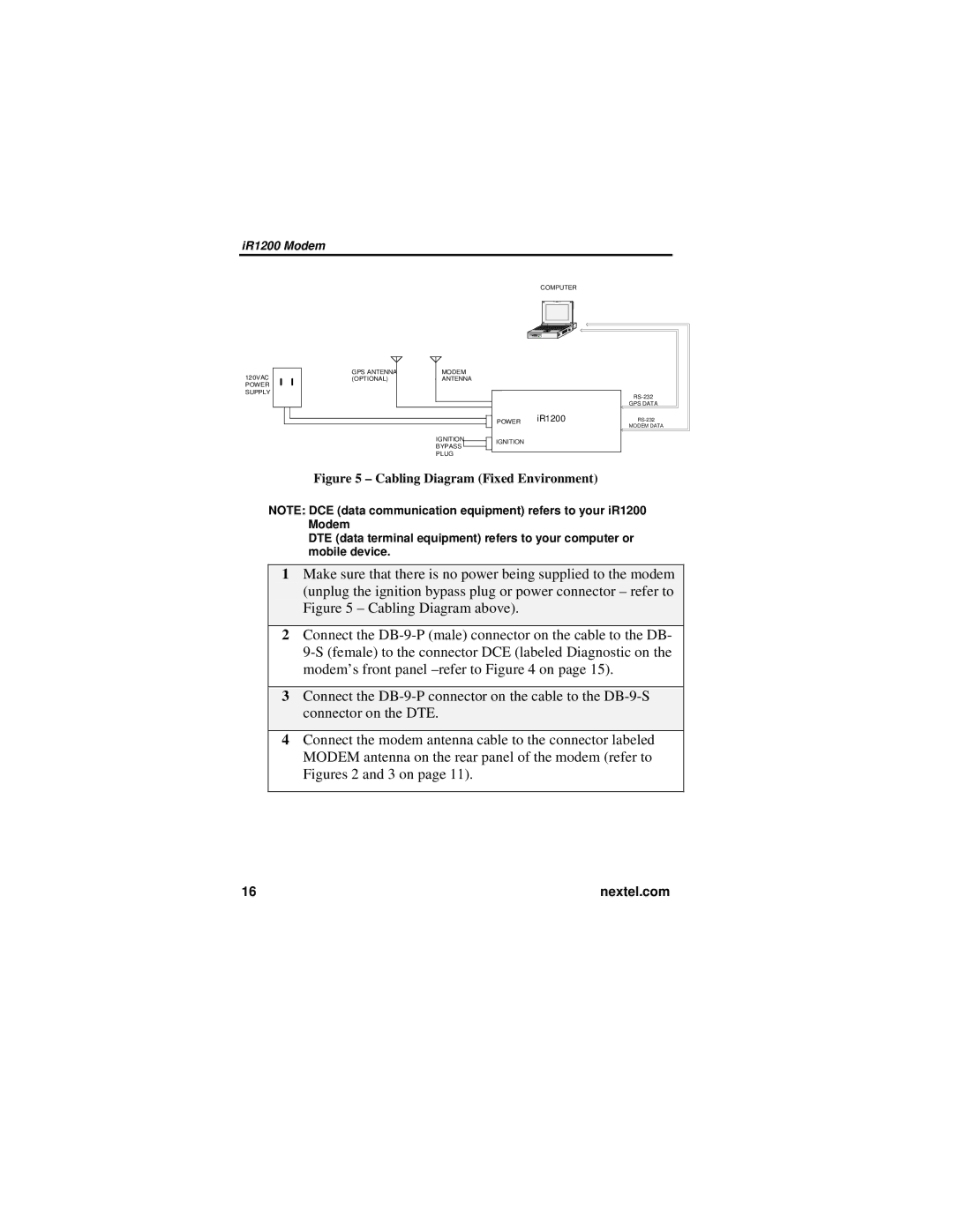 Nextel comm IR1200 manual Cabling Diagram Fixed Environment 