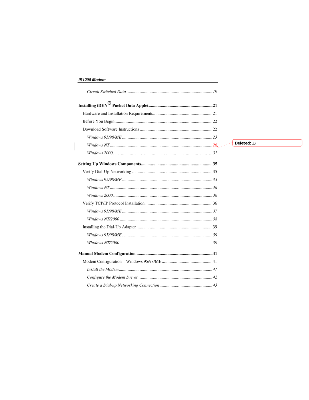 Nextel comm IR1200 manual Circuit Switched Data 