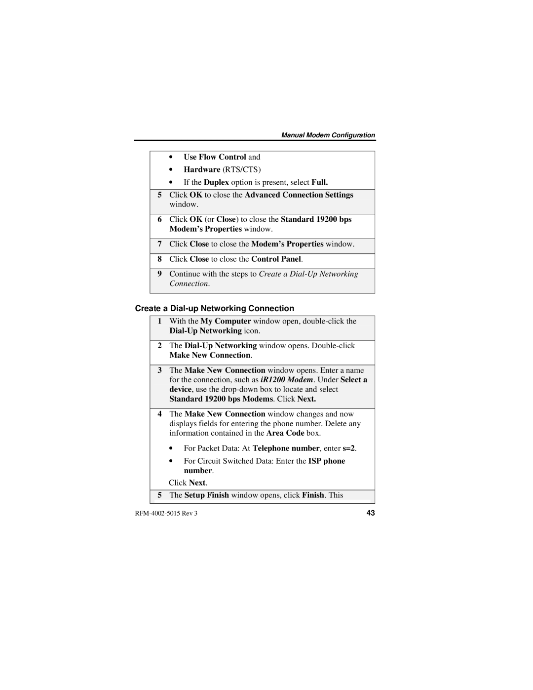 Nextel comm IR1200 manual Use Flow Control Hardware RTS/CTS, Click OK to close the Advanced Connection Settings window 