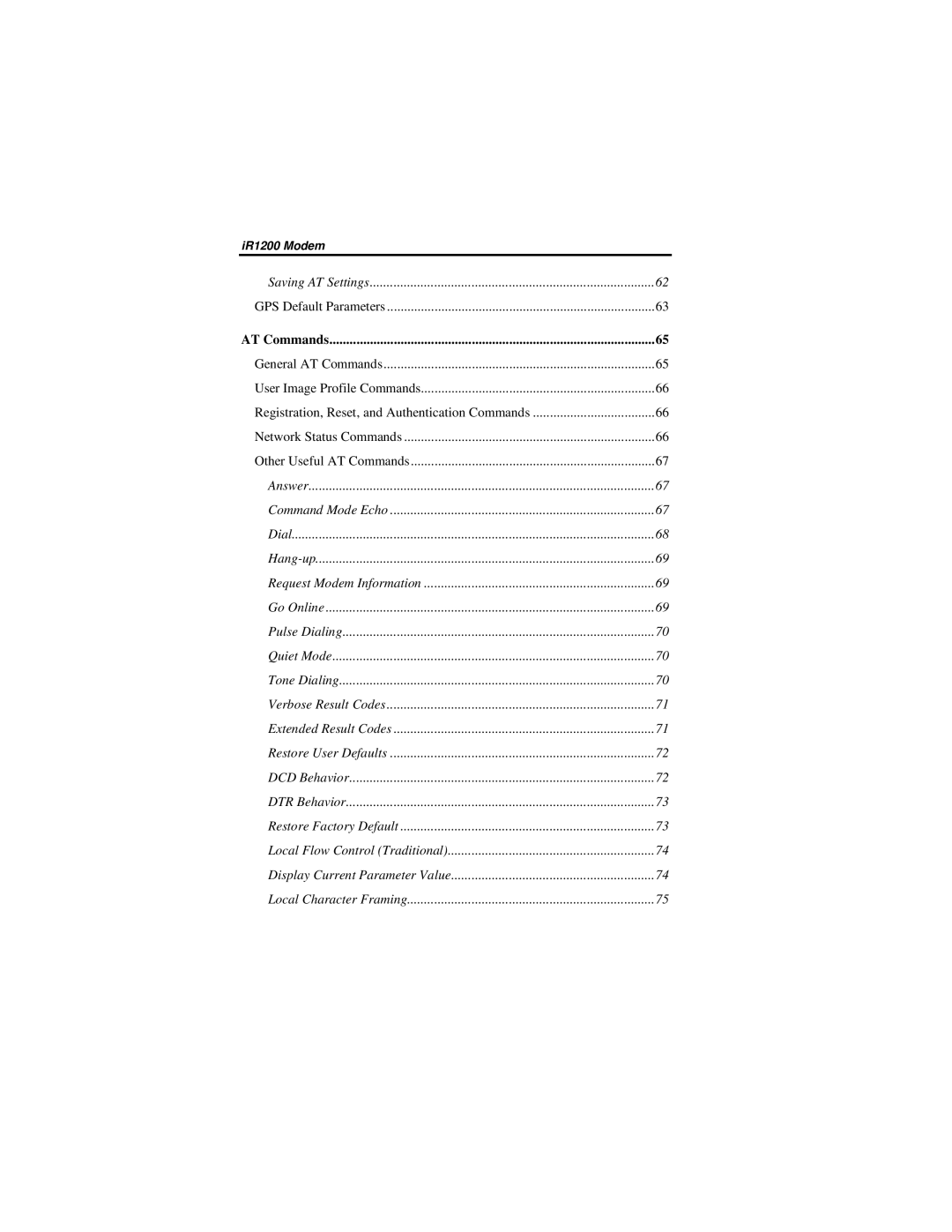 Nextel comm IR1200 manual Saving AT Settings GPS Default Parameters 