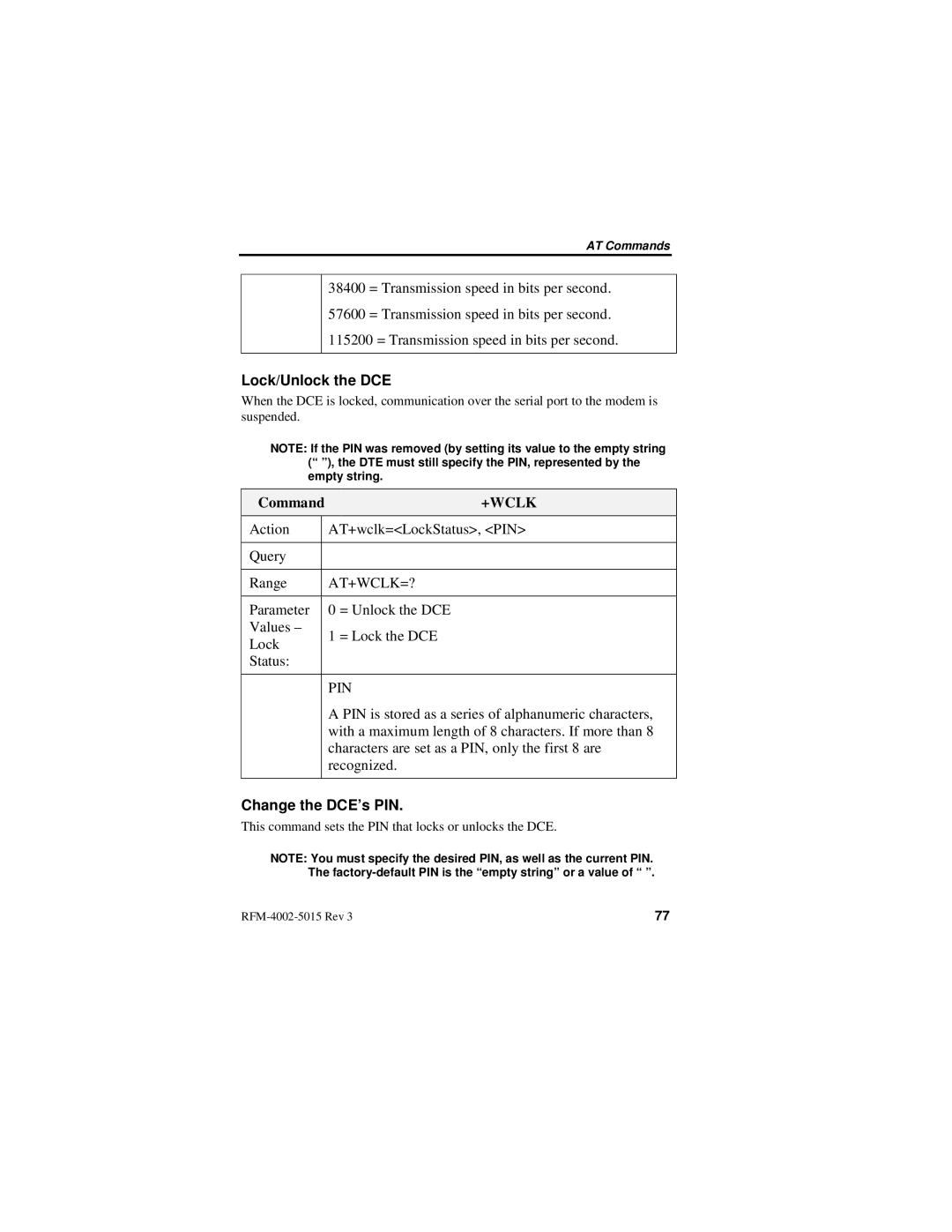 Nextel comm IR1200 manual Lock/Unlock the DCE, Change the DCE’s PIN 