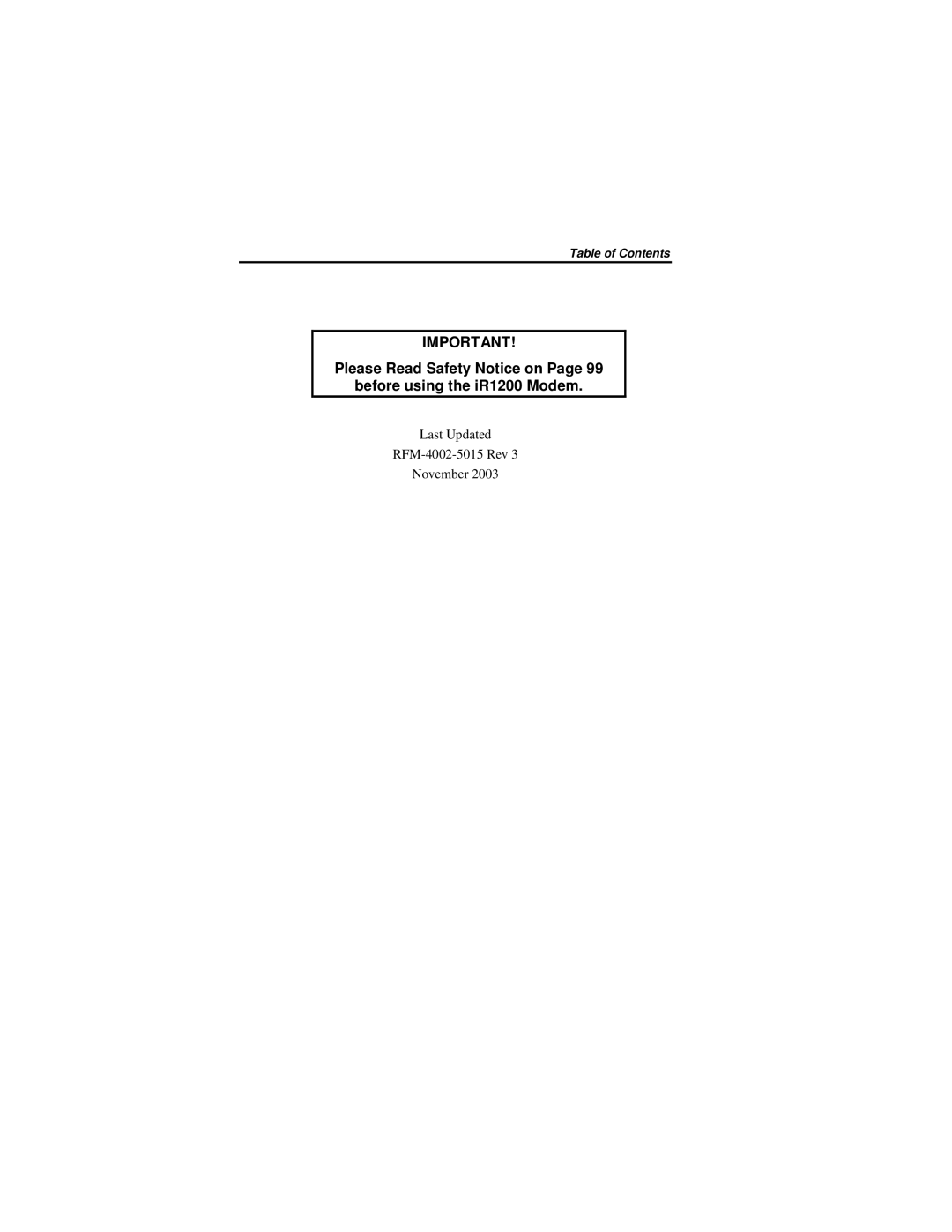 Nextel comm IR1200 manual Please Read Safety Notice on Before using the iR1200 Modem 