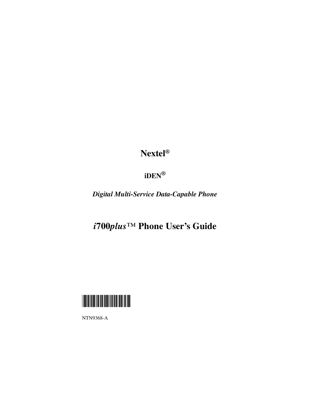 Nextel comm NTN9368-A manual @NTN9368A@ 